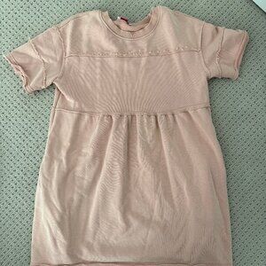 Mauve Raw Hem Maternity Short Sleeve Dress